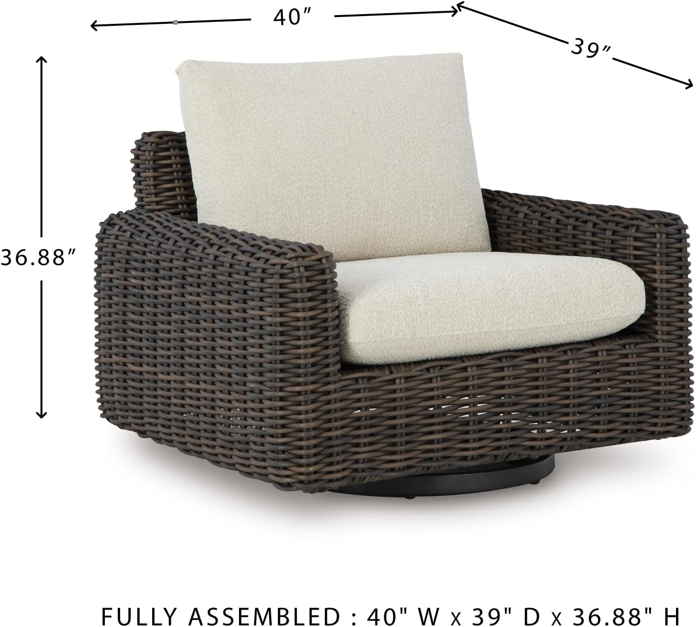 Outdoor Resin Wicker Swivel Glider Lounge Chair with Weather-Resistant Cushions, 360° Rotating Patio Accent Chair for Porch, Deck, Backyard & Garden