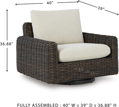 Outdoor Resin Wicker Swivel Glider Lounge Chair with Weather-Resistant Cushions, 360° Rotating Patio Accent Chair for Porch, Deck, Backyard & Garden