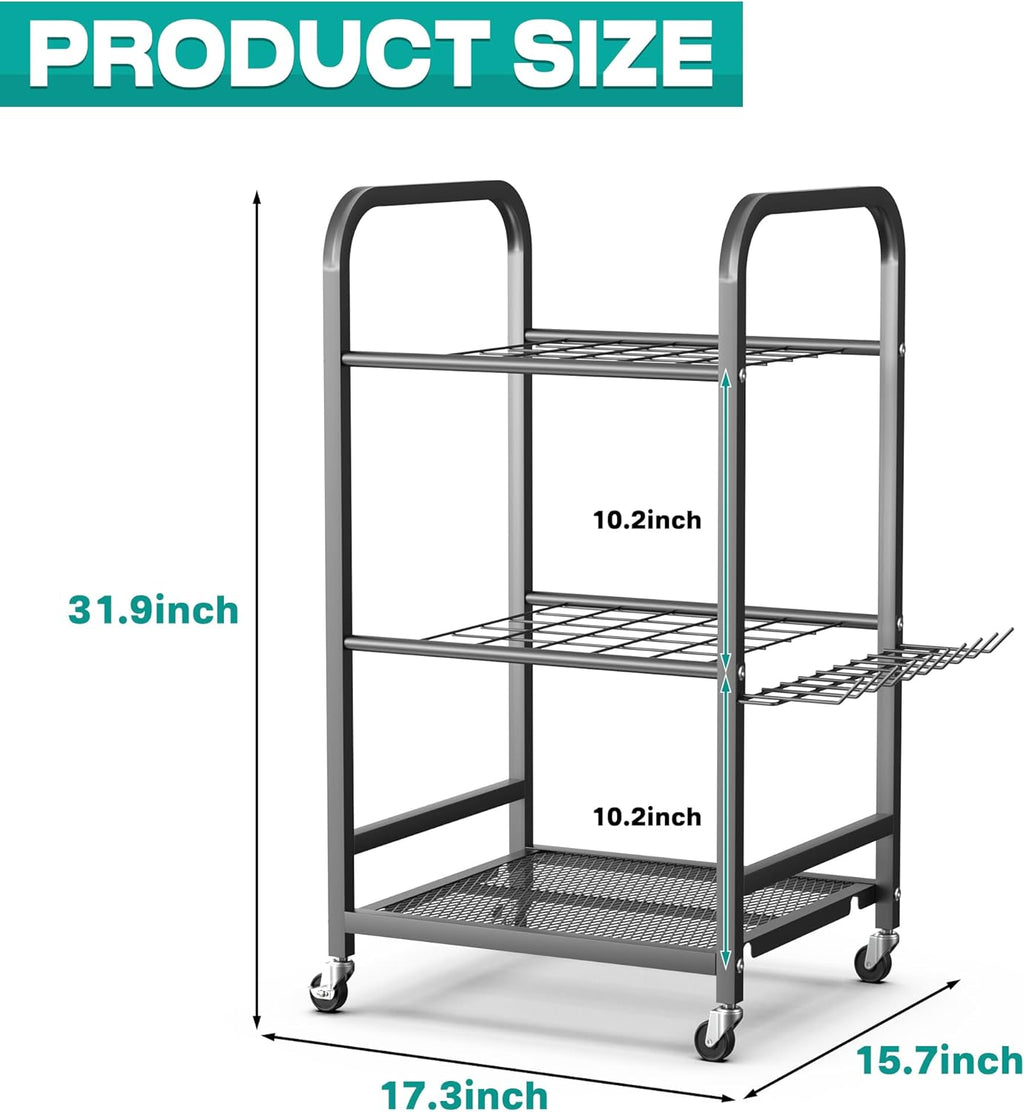 Heavy-Duty Sports Equipment Organizer Rack with Ball Storage Bin, Hooks & Multi-Purpose Garage Storage System