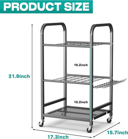 Heavy-Duty Sports Equipment Organizer Rack with Ball Storage Bin, Hooks & Multi-Purpose Garage Storage System