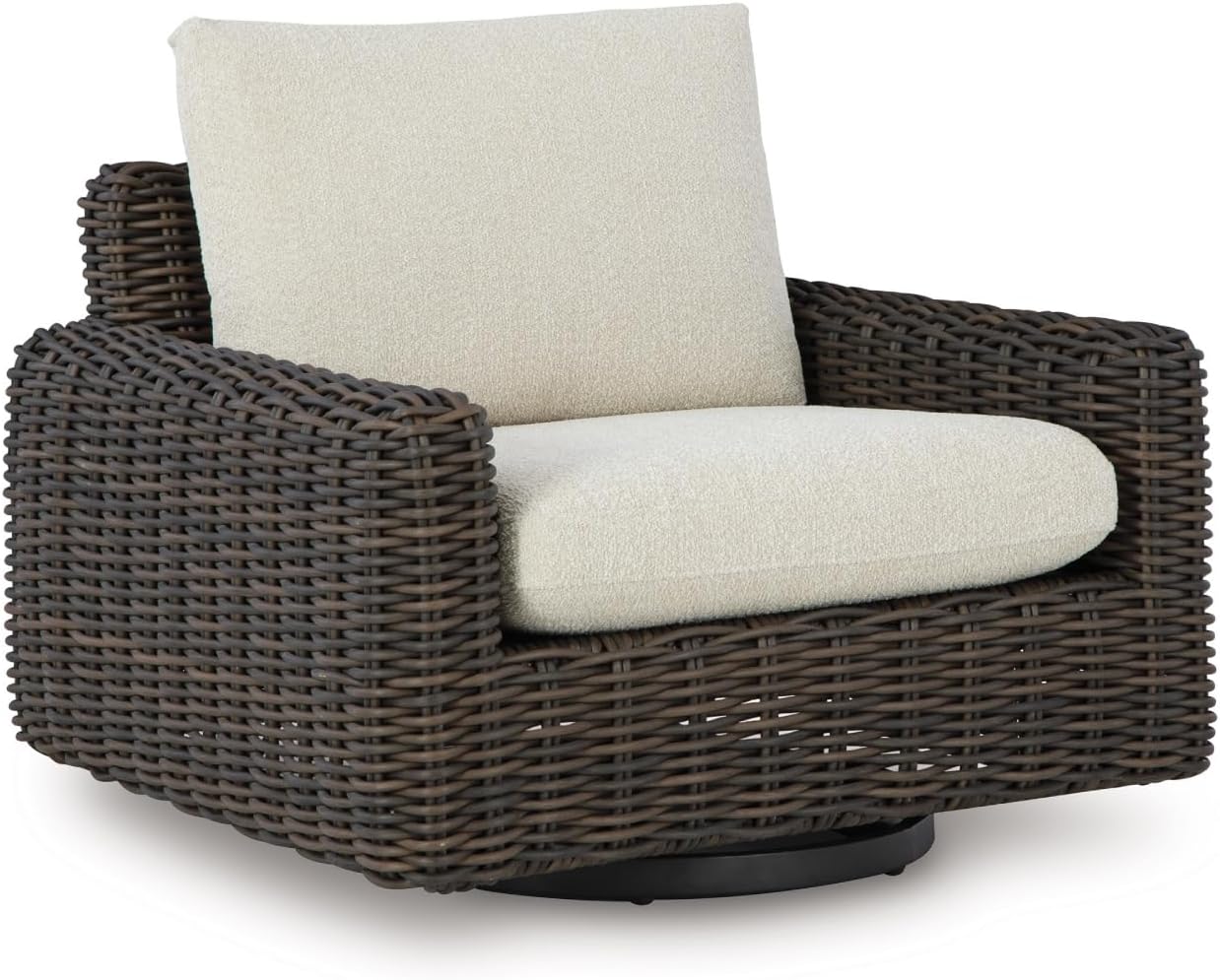 Outdoor Resin Wicker Swivel Glider Lounge Chair with Weather-Resistant Cushions, 360° Rotating Patio Accent Chair for Porch, Deck, Backyard & Garden