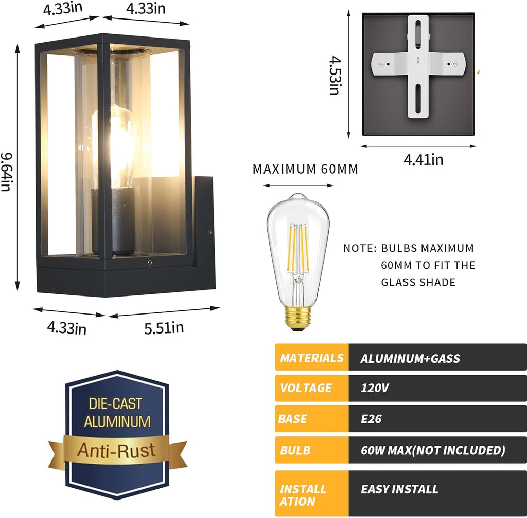 Modern Outdoor Wall Light  Waterproof Aluminum Porch Lantern for Front Door, Patio & Garage Stylish Exterior Lighting Fixture