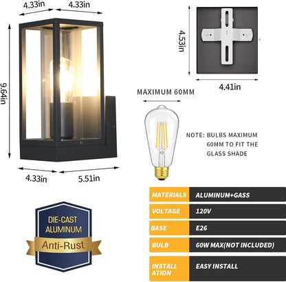 Modern Outdoor Wall Light  Waterproof Aluminum Porch Lantern for Front Door, Patio & Garage Stylish Exterior Lighting Fixture