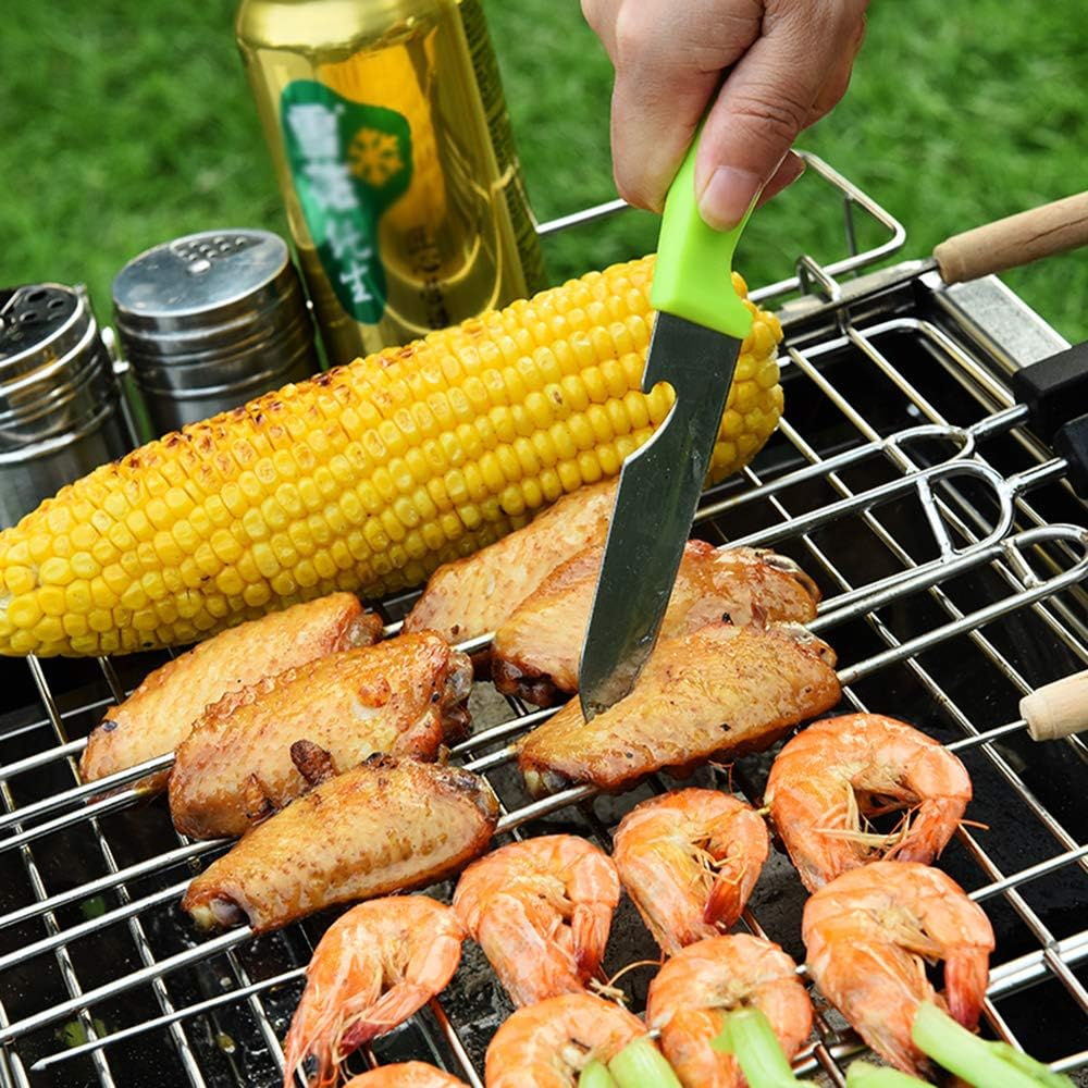 Portable Stainless Steel Charcoal BBQ Grill with Folding Shelves, Double-Layer Cooking Grates and Complete Outdoor Barbecue Tool Set