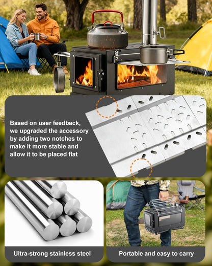 Portable Wood Burning Camping Tent Stove for Hot Tents, Hunting, Ice Fishing & Outdoor Cooking