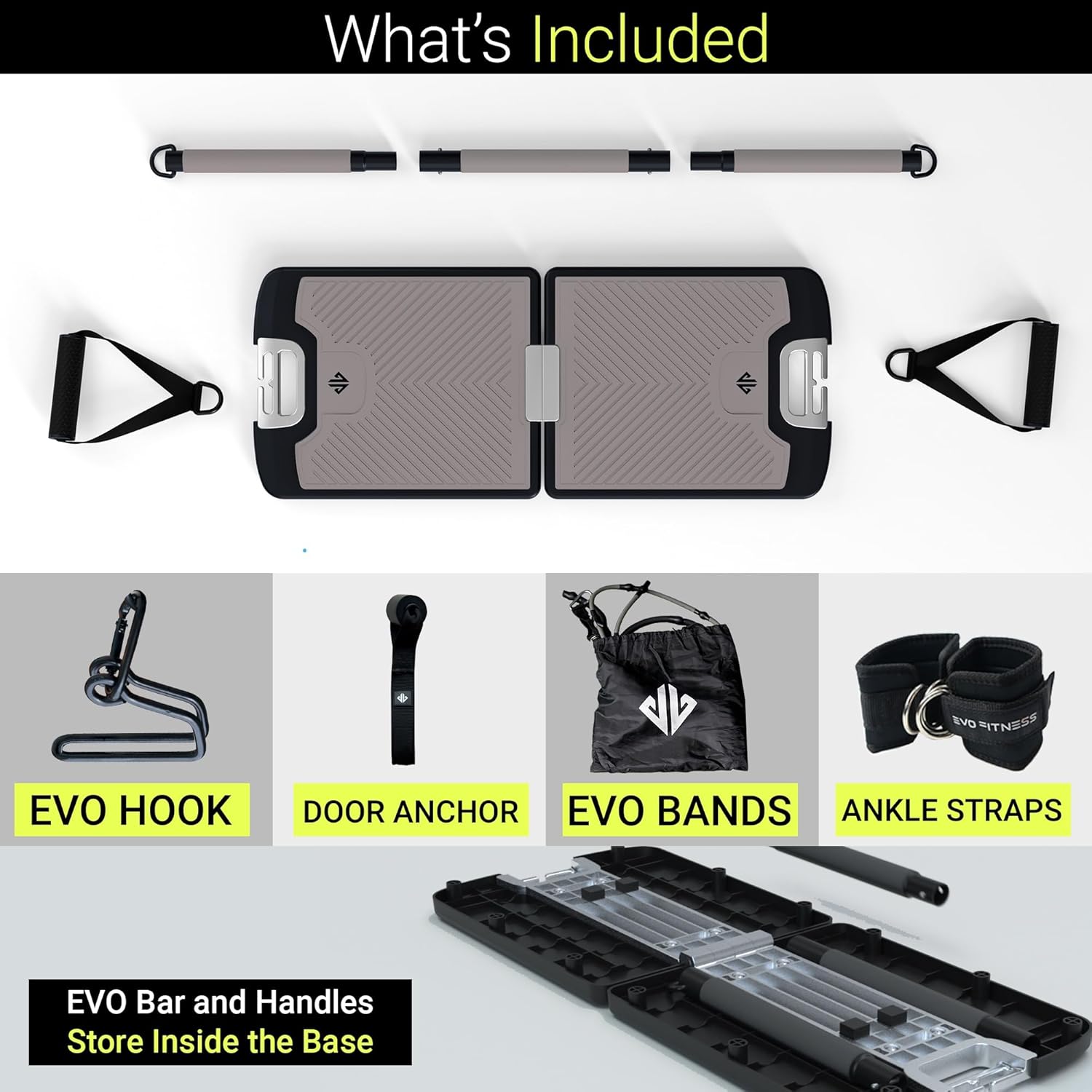 Portable Home Gym Strength Training System with Resistance Bands, Exercise Bar & Handles for Full Body Workouts at Home or Travel