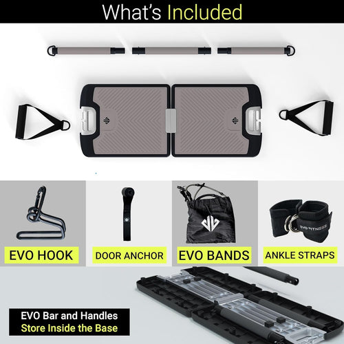 Portable Home Gym Strength Training System with Resistance Bands, Exercise Bar & Handles for Full Body Workouts at Home or Travel
