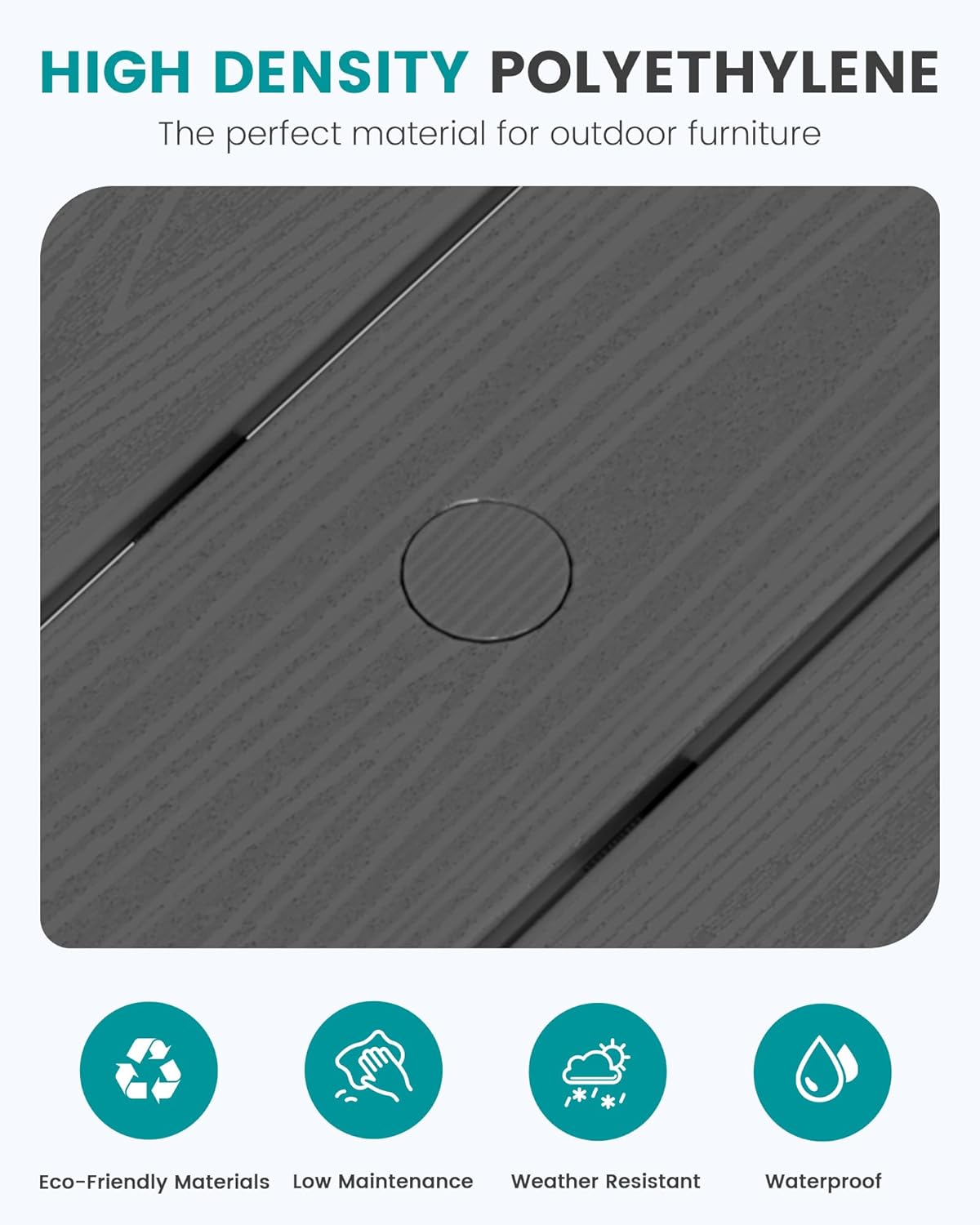5-Piece Outdoor Adirondack Bar Set with Bar Height Table, Patio Bar Chairs and Umbrella Hole for Poolside, Backyard, Garden & Outdoor Entertaining