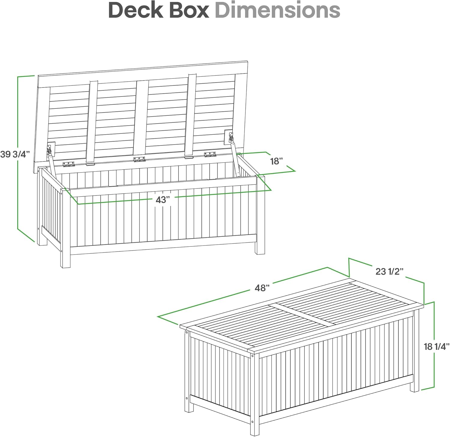 48-Inch Outdoor Teak Storage Deck Box with Soft-Close Lid, Weather-Resistant Patio Storage Chest for Pool, Garden, Cushions & Outdoor Essentials, 49 Gallon Capacity
