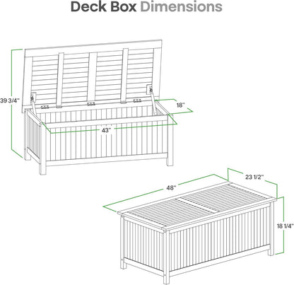 48-Inch Outdoor Teak Storage Deck Box with Soft-Close Lid, Weather-Resistant Patio Storage Chest for Pool, Garden, Cushions & Outdoor Essentials, 49 Gallon Capacity