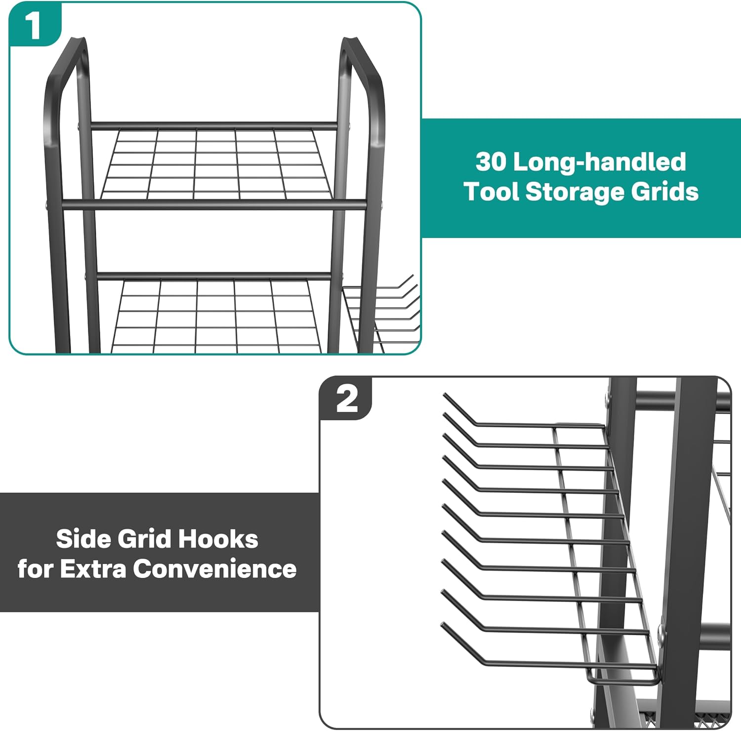 Heavy-Duty Sports Equipment Organizer Rack with Ball Storage Bin, Hooks & Multi-Purpose Garage Storage System