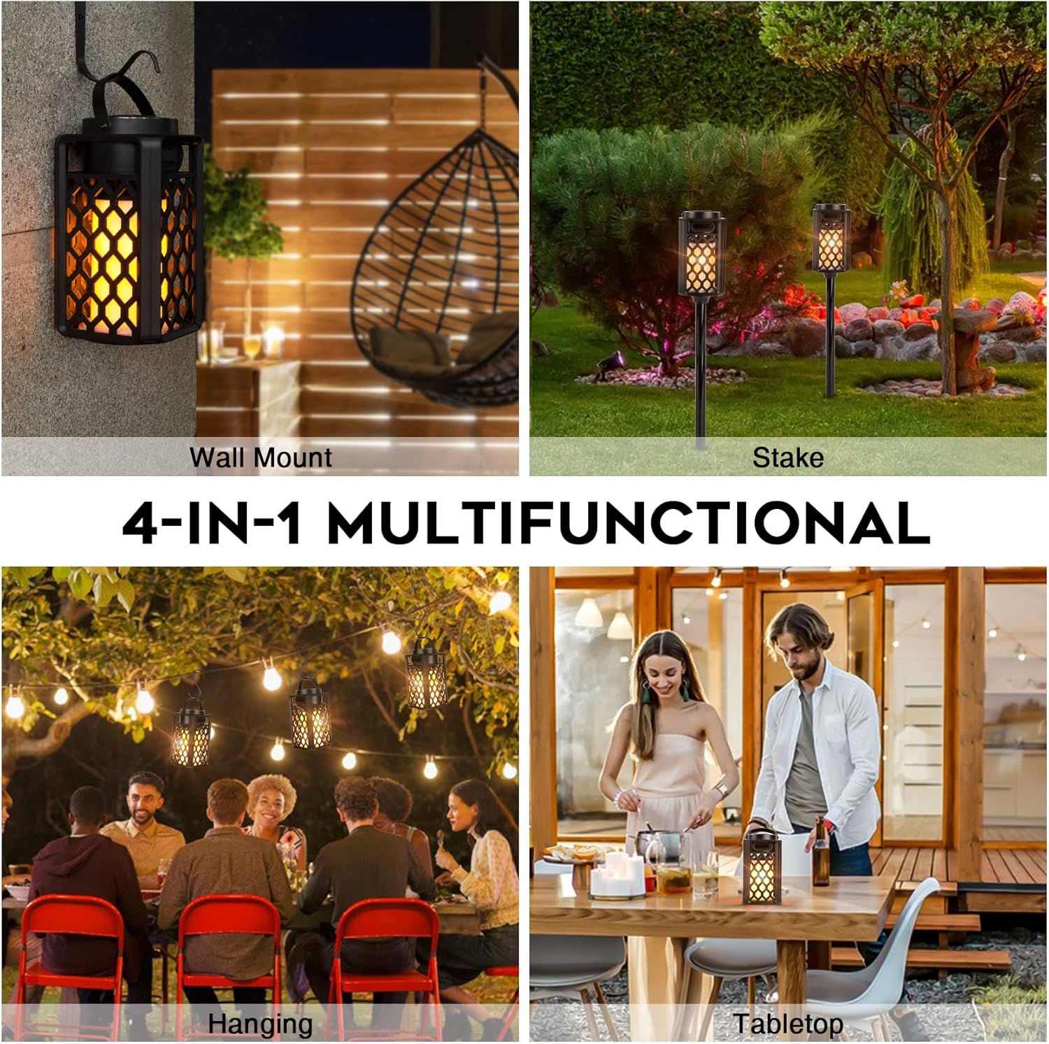 Outdoor Bluetooth Speaker Lantern with Flame Effect, Waterproof Wireless Patio Speaker, 10W Stereo Sound for Garden, Porch, Camping & Parties