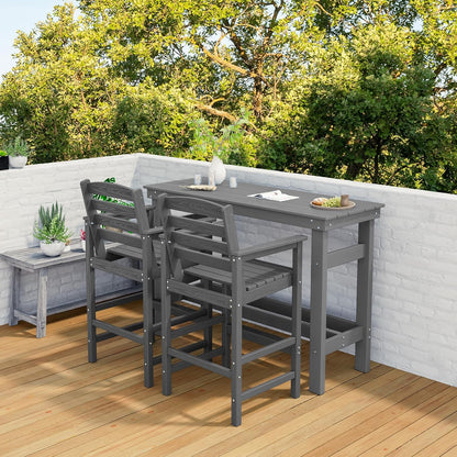5-Piece Outdoor Adirondack Bar Set with Bar Height Table, Patio Bar Chairs and Umbrella Hole for Poolside, Backyard, Garden & Outdoor Entertaining