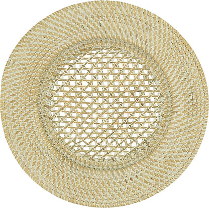Handwoven Rattan Charger Plates Set of 4, Natural Decorative Table Placemats for Dining Table, Farmhouse & Boho Home Décor