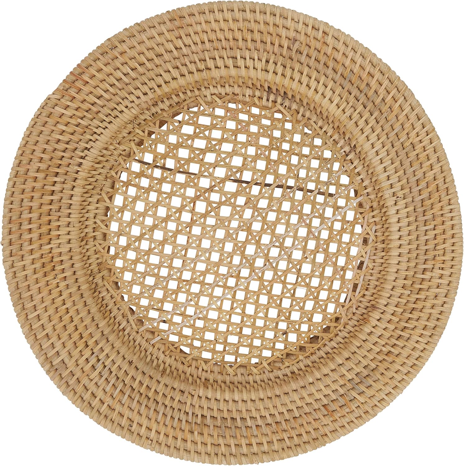 Handwoven Rattan Charger Plates Set of 4, Natural Decorative Table Placemats for Dining Table, Farmhouse & Boho Home Décor
