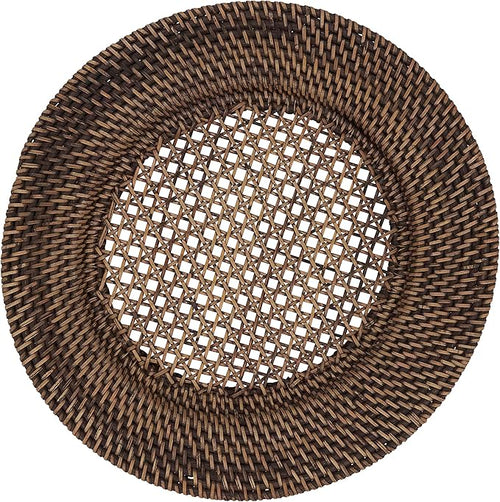 Handwoven Rattan Charger Plates Set of 4, Natural Decorative Table Placemats for Dining Table, Farmhouse & Boho Home Décor